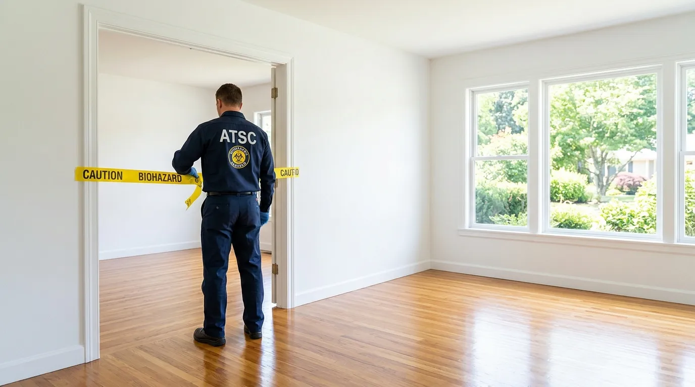 Certified biohazard cleanup crew performing Decomposition Cleanup in Attleboro